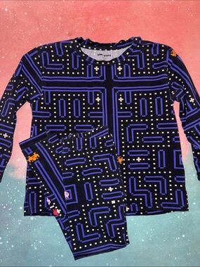 Romey ❤️ Lulu Black & Purple pac man Graphic Top and leggings and socks 4